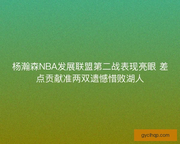 杨瀚森NBA发展联盟第二战表现亮眼 差点贡献准两双遗憾惜败湖人