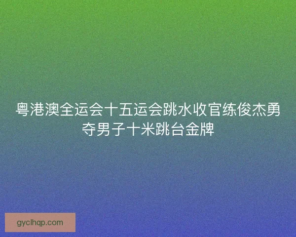 粤港澳全运会十五运会跳水收官练俊杰勇夺男子十米跳台金牌