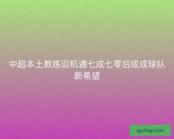 中超本土教练迎机遇七成七零后或成球队新希望