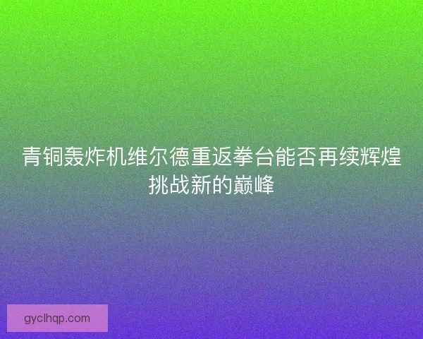 青铜轰炸机维尔德重返拳台能否再续辉煌挑战新的巅峰