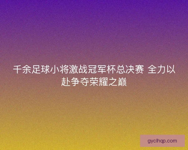 千余足球小将激战冠军杯总决赛 全力以赴争夺荣耀之巅