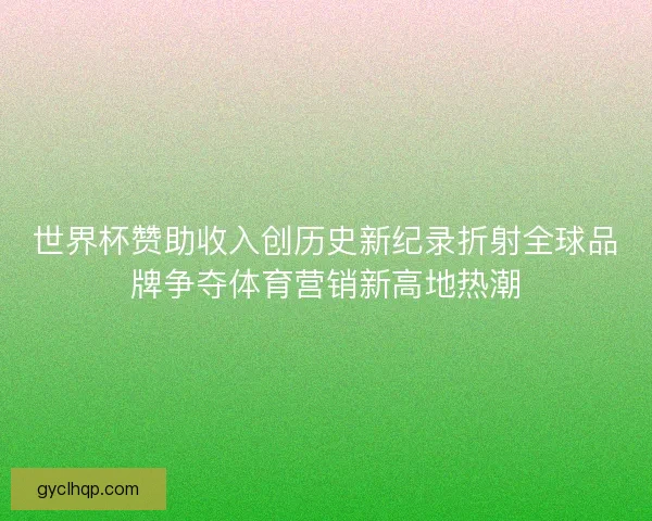 世界杯赞助收入创历史新纪录折射全球品牌争夺体育营销新高地热潮